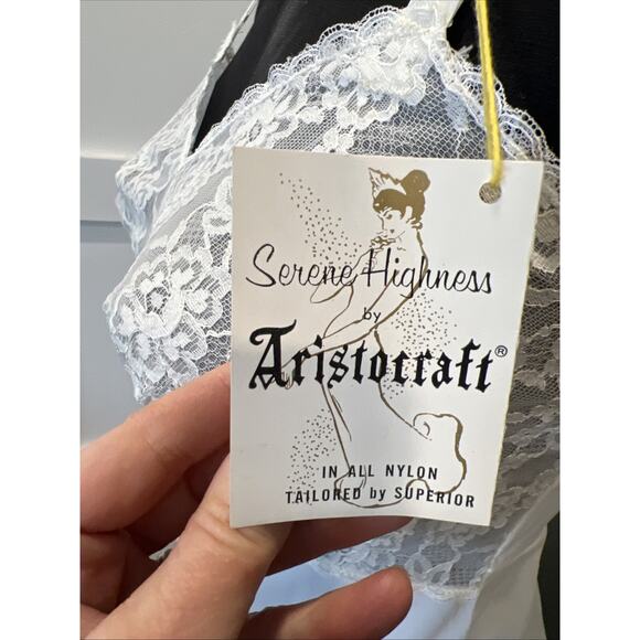 NWT Vntg 1960s Full Slip Aristocraft 34 Lac Bust Nightgown, Lingerie Adj. Strap - Picture 4 of 9